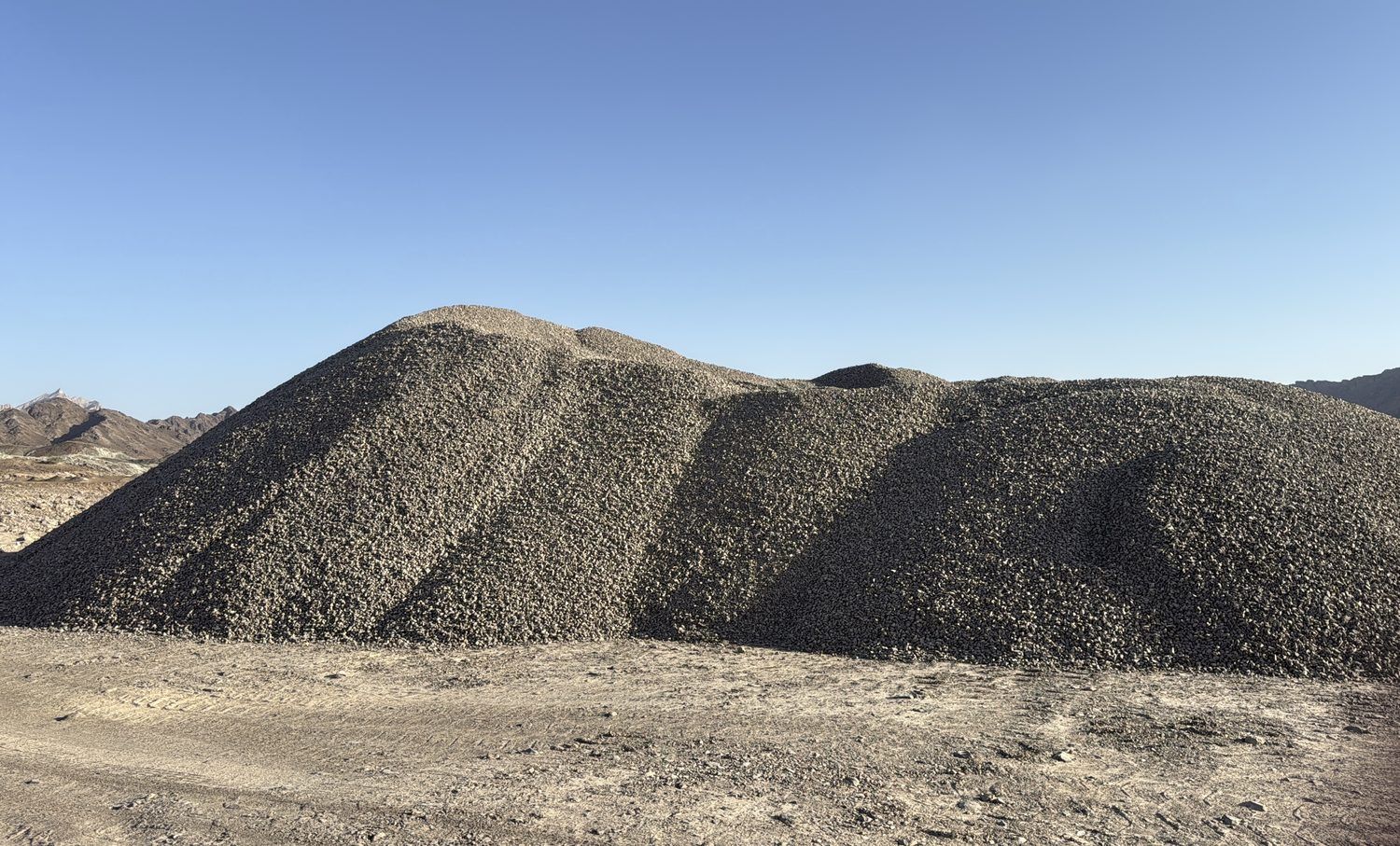 Stockpiles of crushed aggregate at Hafeet Crushers